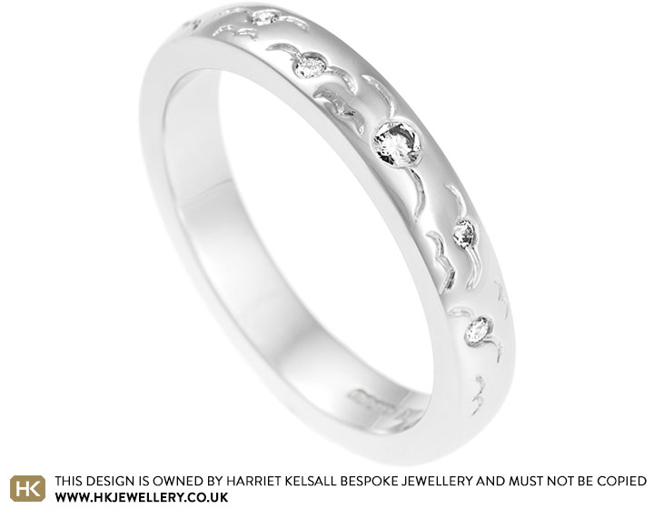 Vicky's seabird inspired diamond wedding ring