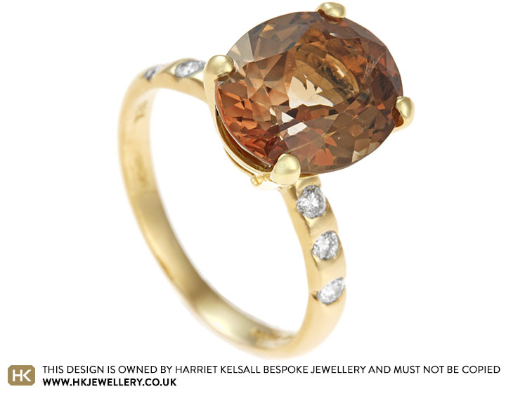 Jo's Hessonite Garnet and 18 carat yellow gold dress ring