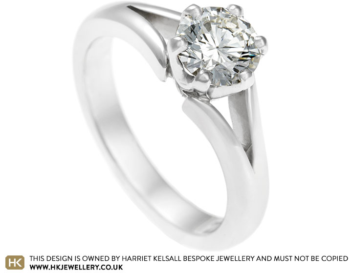 Elaine's platinum and diamond solitaire engagement ring