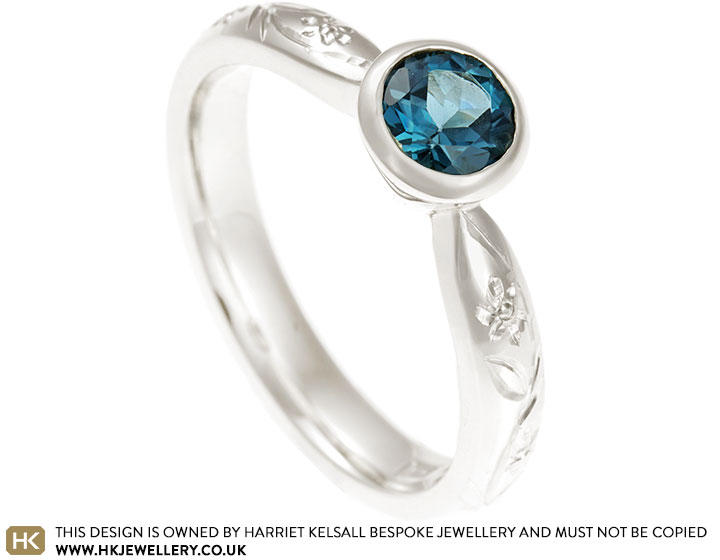 Alexandra's London Topaz and White Gold Engagement Ring