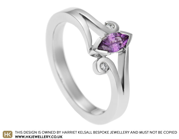 Anastasia's Purple Sapphire and Diamond Engagement Ring