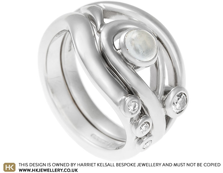 Paula's Wave Palladium and Diamond Wedding Ring