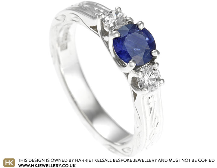 Reena's Vintage Styled Sapphire and Diamond Engagement Ring