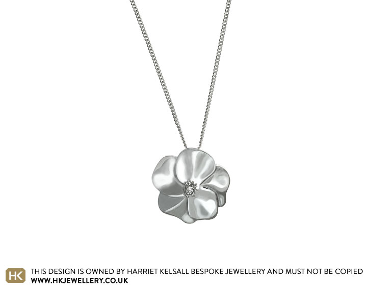 Rosie's Sterling Silver and Diamond Rose Inspired Pendant