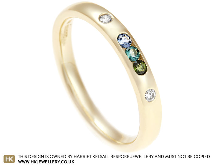 Helen's Recycled 9 Carat Yellow Gold Mixed Gemstone Eternity Ring