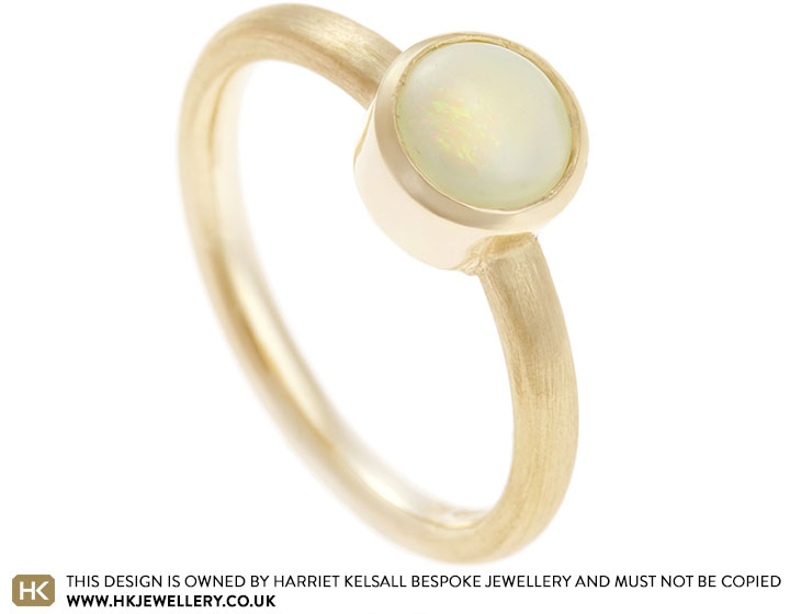 Susan's Custom Cut Opal and Yellow Gold Engagement Ring