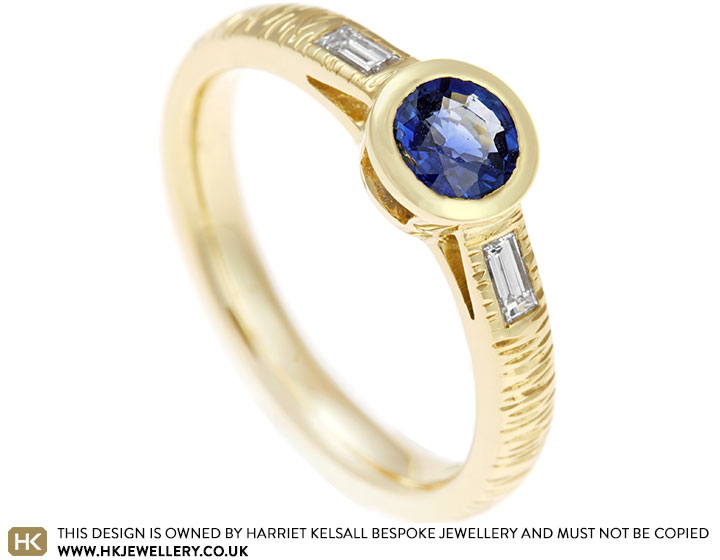 Maria's 18ct Yellow Gold, Blue Sapphire and Diamond Engagement Ring