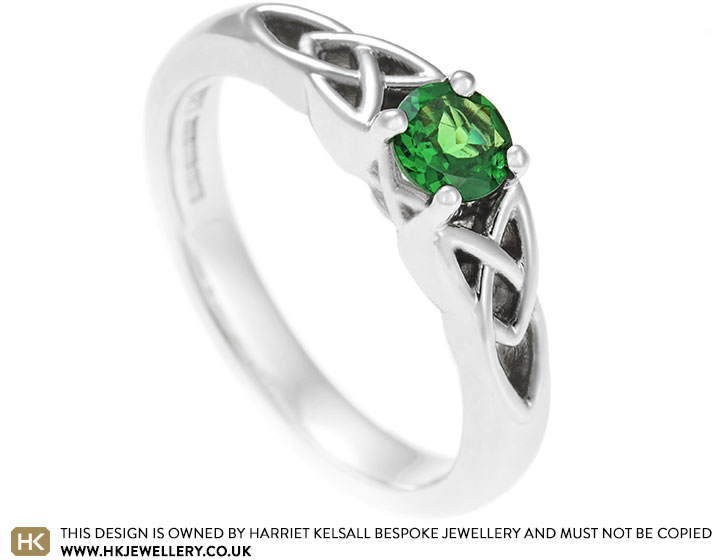 Celtic knot Inspired Green Tsavorite Engagement Ring