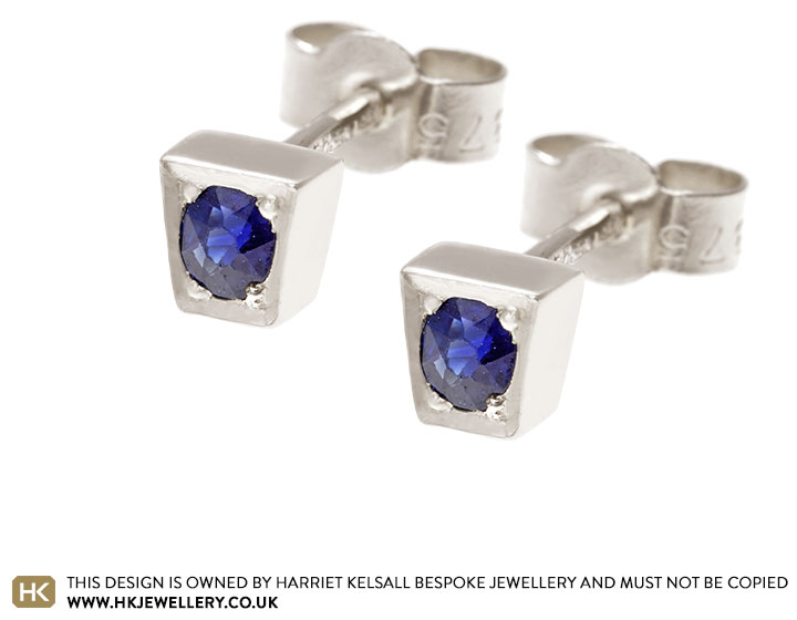 Ashleigh's Tapered 9 Carat White Gold and Sapphire Earrings