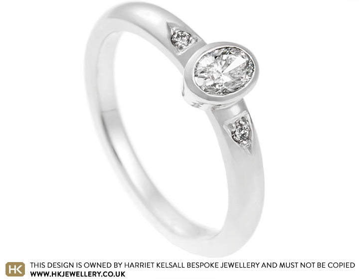 Mary's Palladium and Oval Diamond Engagement ring