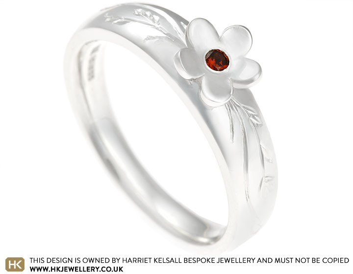 Kathryn's Poppy Inspired Sterling Silver Garnet Eternity Ring