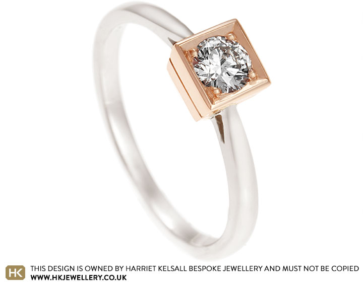 Julie's  mixed metal and diamond engagement ring re-design