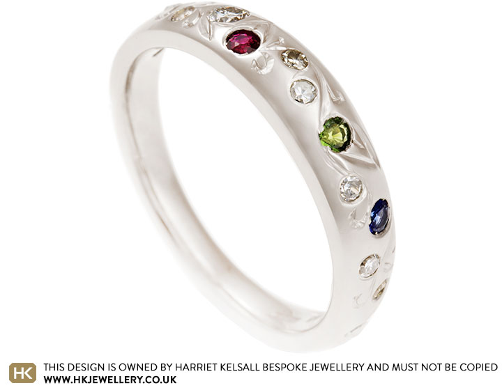 Jane's Sapphire, Ruby, Tourmaline and Diamond Dress Ring