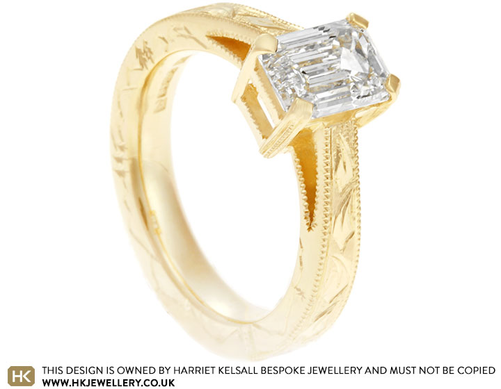 Skylar's Colorado mountain inspired yellow gold engagement ring