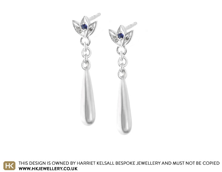 Ana's sterling silver sapphire and diamond chain drop earrings