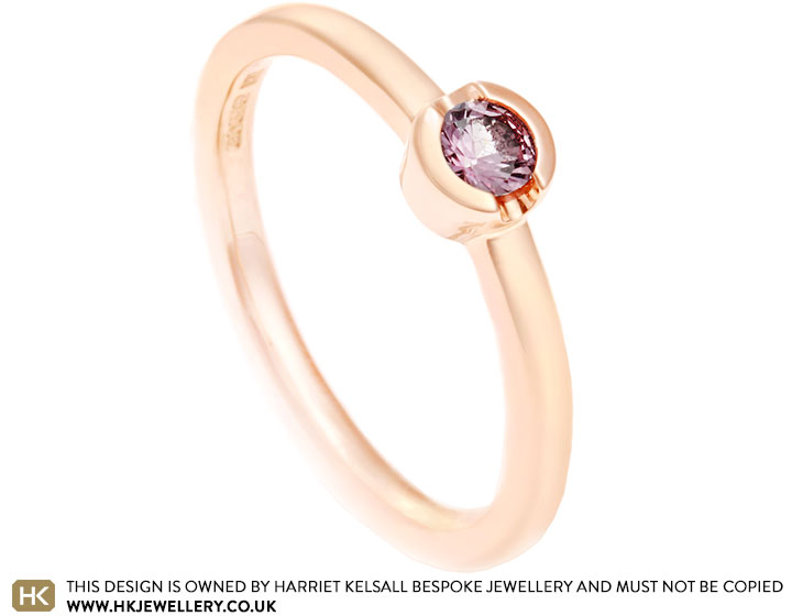 Esther's 9 carat rose gold and sapphire engagement ring