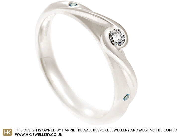 eleanor's surprise diamond and aquamarine engagement ring