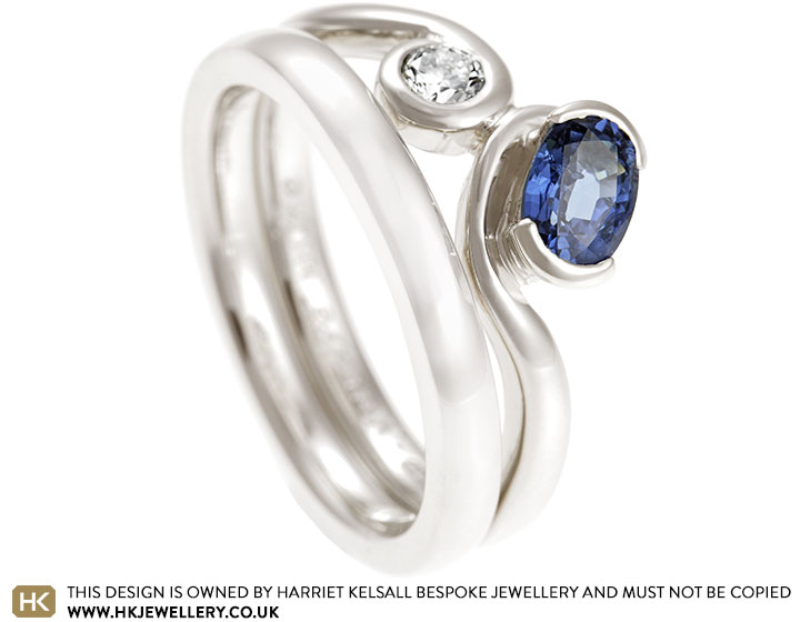 Kathryn's 9 carat white gold sapphire and diamond engagement ring