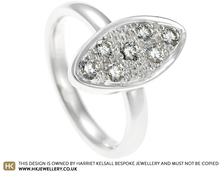 Angela's diamond marquise shaped Sterling silver dress ring