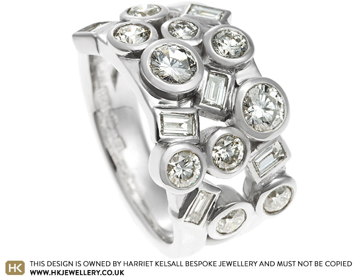 Meijke's palladium mixed cut diamond dress ring