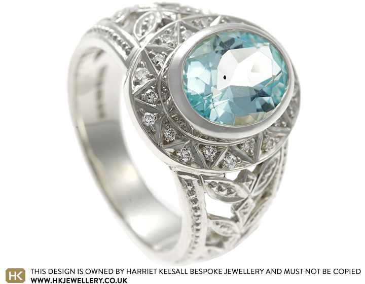 Christie's Bespoke Aquamarine and Diamond Engagement Ring