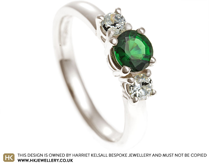 Abbie's Chrome Tourmaline and Diamond Engagement Ring