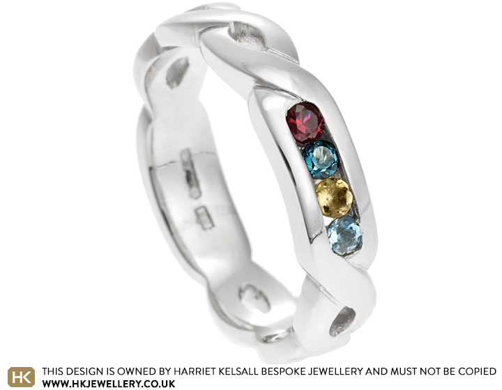 Kirsty's platinum and family birthstone eternity ring