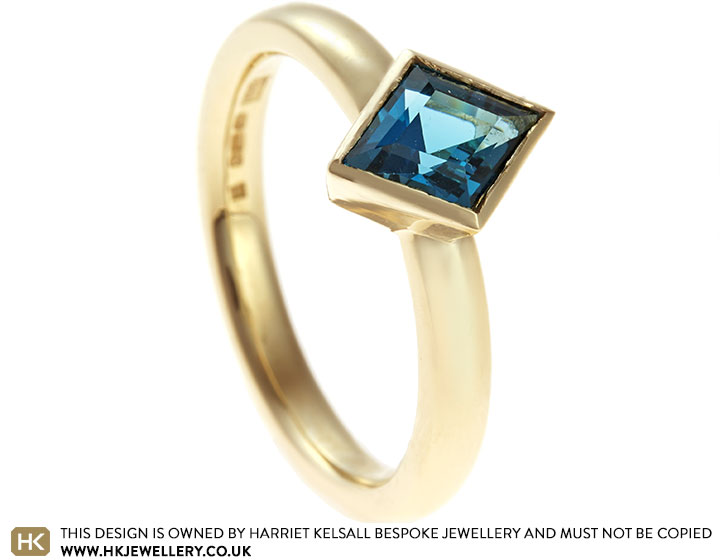 Caroline's kite cut london blue topaz bespoke ring