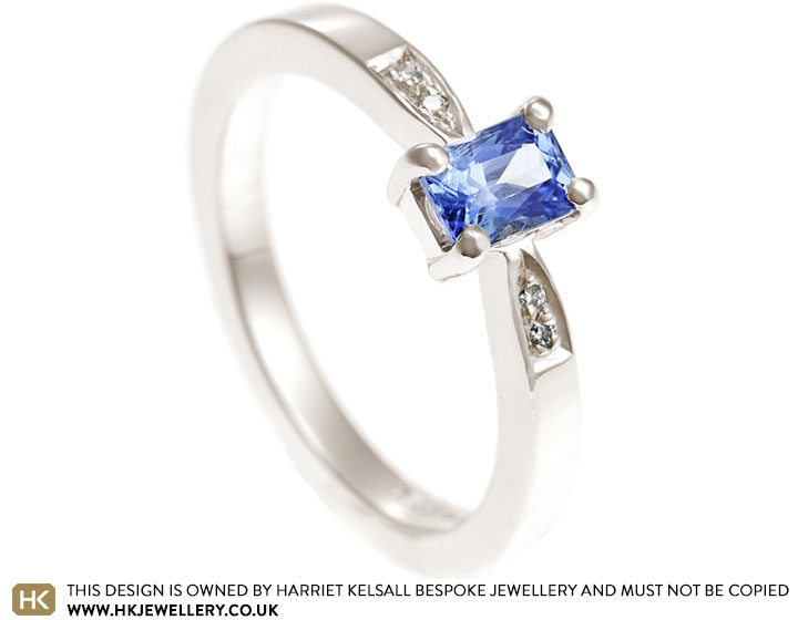 Fairtrade 9 carat white gold engagement ring with a 0.66ct sapphire and diamonds totalling 0.02ct