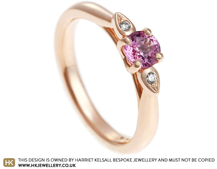 Fairtrade 9 carat rose gold engagement ring with 0.58ct sapphire and diamonds totalling 0.03ct