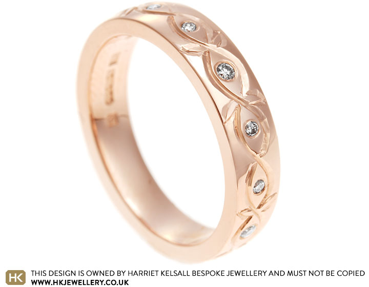 Fairtrade 9 carat rose gold eternity ring with round brilliant cut diamonds totalling 0.07ct