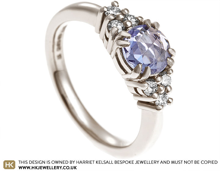 Louise's rose cut sapphire and diamond Fairtrade gold engagement ring