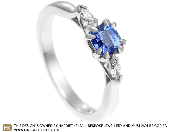 Jennifer's trilogy diamond and sapphire engagement ring