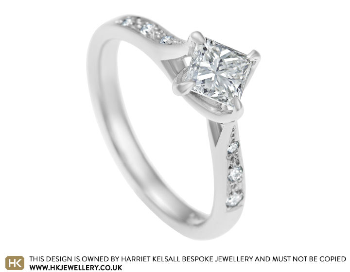 18ct White Gold Princess Cut Diamond Engagement Ring - Certificated - Z5130  | F.Hinds Jewellers