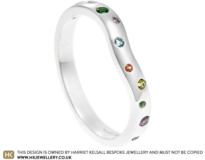 Jessica's Colourful Palladium Wedding Ring