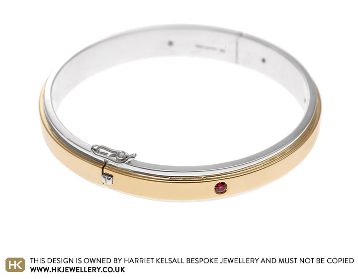 Vicky's Hinged Bangle Made From Inherited Silver and Yellow Gold