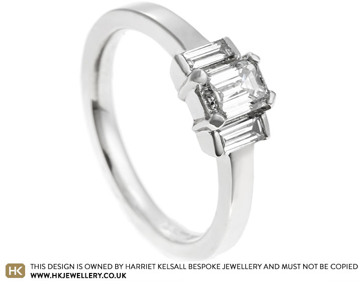 Hollie and Oisin's Emerald Cut Diamond and Palladium Engagement Ring