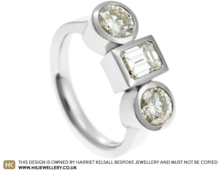 Meijke's redesigned palladium trilogy engagement ring