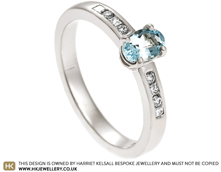 Diane's Oval Cut Aquamarine and Diamond Engagement Ring