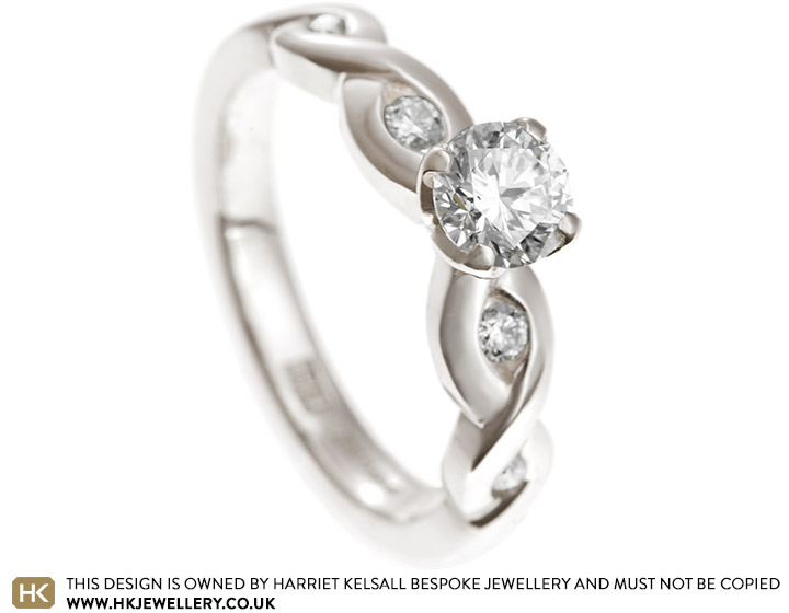 Kerry's 9 Carat White Gold Elongated Twist Diamond Engagement Ring