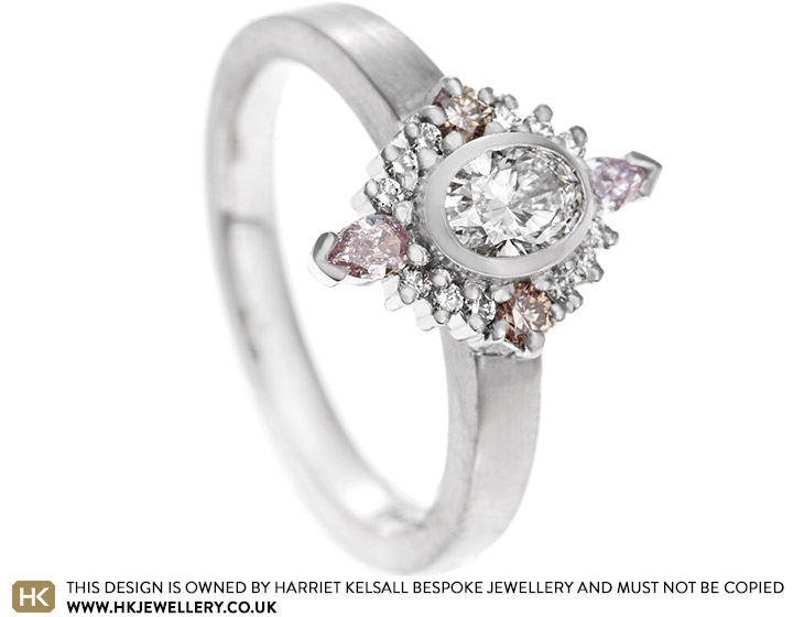 Beverley's pink and white diamond engagement ring