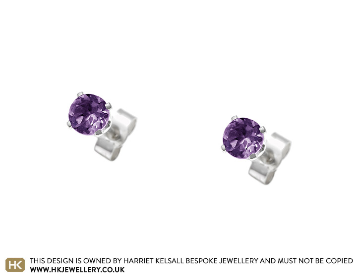 Sterling silver faceted Amethyst stud earrings