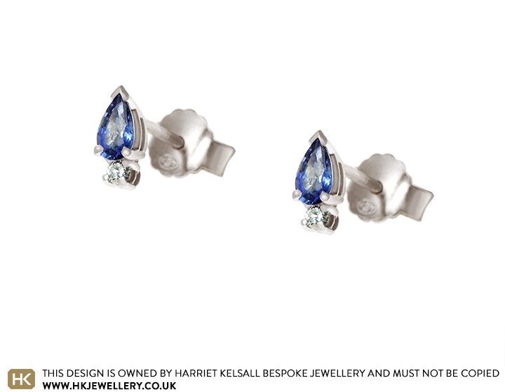 Lesley's Pear Cut Blue Sapphire and Diamond Earrings