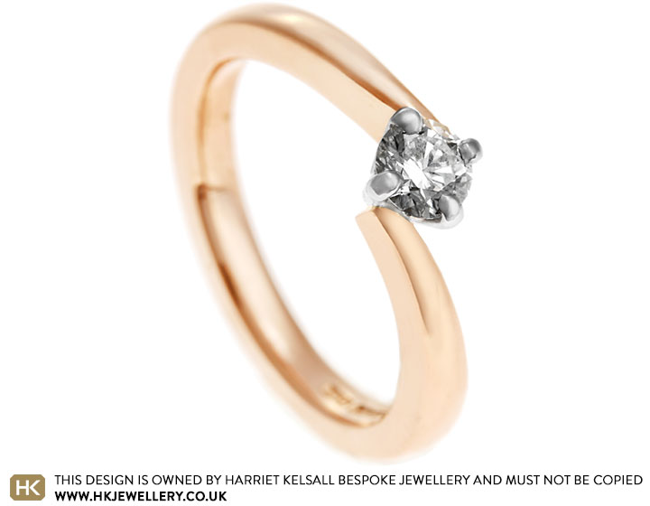 Rummana's 9ct rose gold and platinum diamond engagement ring