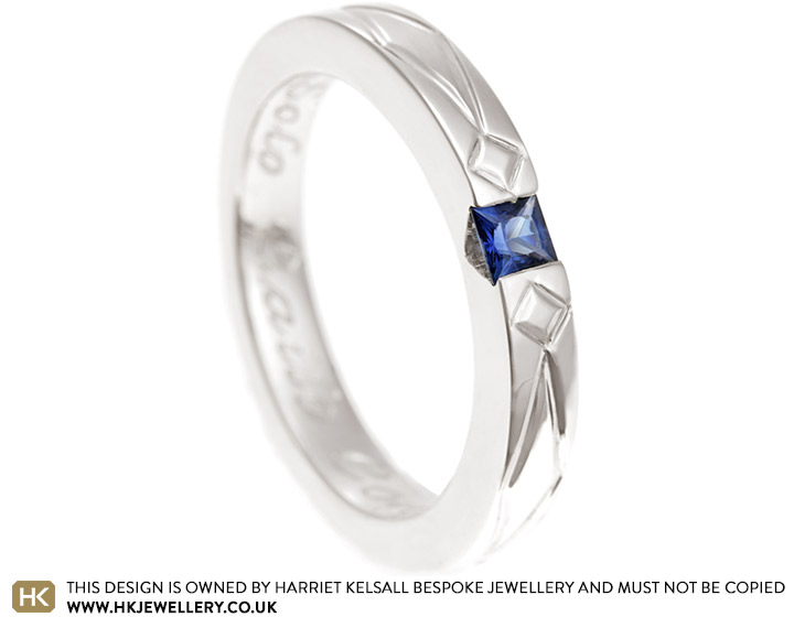 Sandra's 9 Carat White Gold and Princess Cut Sapphire Engagement Ring