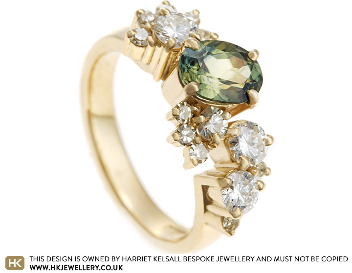 Lennox 3.04ct Natural Green Pear Sapphire Engagement Ring with Halo –  Unique Engagement Rings NYC | Custom Jewelry by Dana Walden Bridal