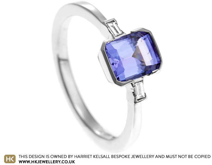 Heidi's tanzanite and diamond engagement ring