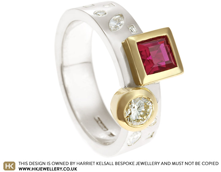 Carolyn's Diamond and Ruby Re-designed Ring