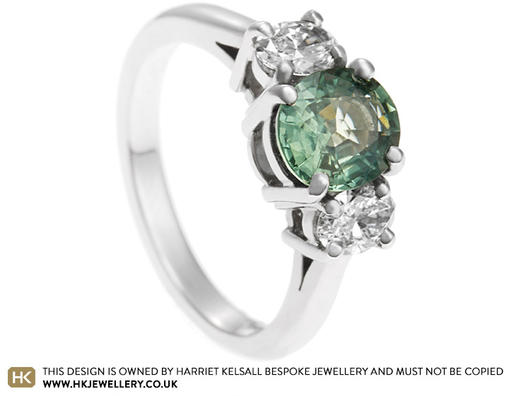 Green sapphire and diamond on sale ring