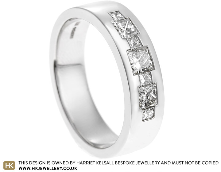 Richard's Recycled Platinum And Princess Cut Diamond Wedding Ring